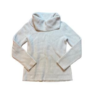 Ralph Lauren Sweater Unisex White Silver Metallic Merino Cowl SIZE L
